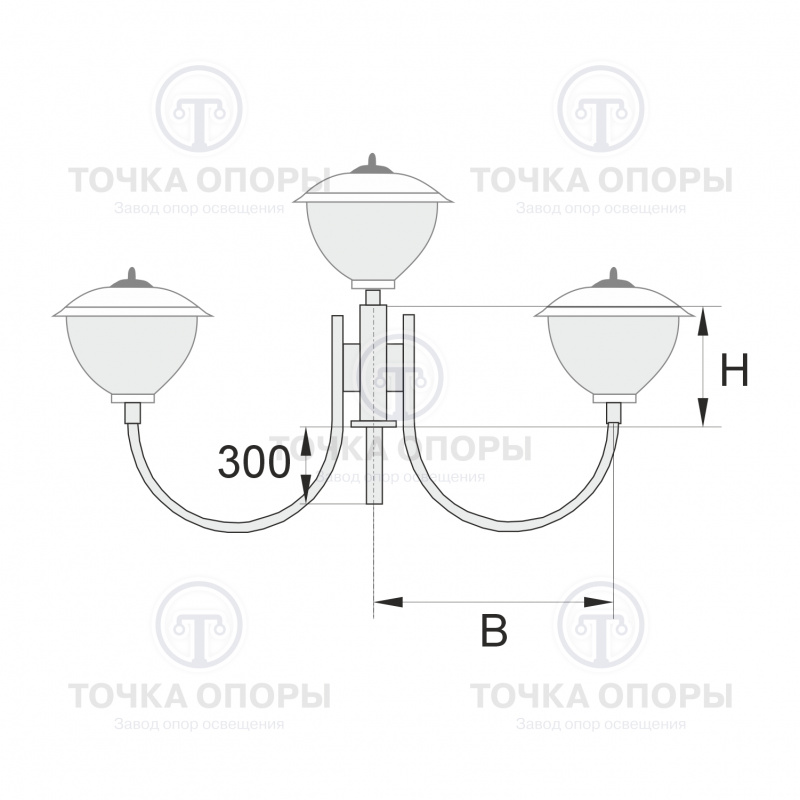 К31-0,7-0,9-1-5 торшерный трехрожковый кронштейн