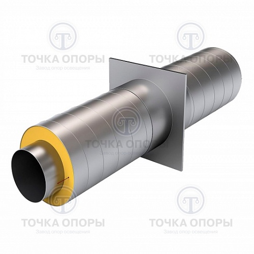 Неподвижная опора в ППУ с оцинкованной (ОЦ) оболочкой с металлической заглушкой изоляции